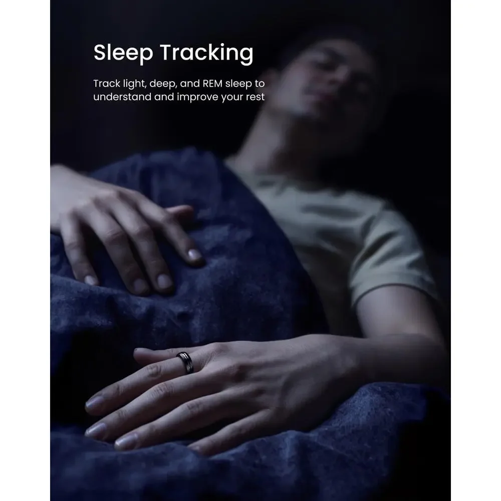 Renpho Lynx Smart Ring Size 8 Black Health Fitness Tracker w/ Charging Case NIB